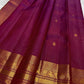 Royal Purple and Antique Gold Handwoven Pure Silk Kanjeevaram Saree with Zari Kattam and Mayil Chakram Border