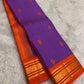 Royal purple handwoven pure silk KanchiPattu saree overview — Idam Living