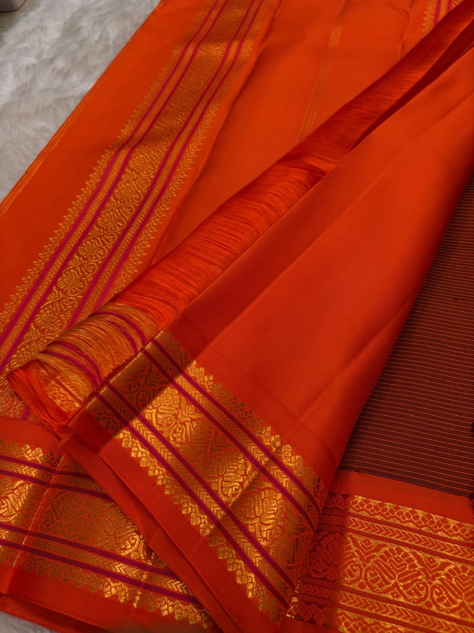 Royal purple pure silk saree body close up view