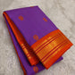 Full drape of royal purple pure silk KanchiPattu saree