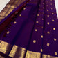 Handwoven Royal Purple Kanchipuram silk saree with alternating antique gold zari buttas