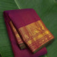Royal Purple and Antique Gold Handwoven Pure Silk Kanjeevaram Saree with Zari Kattam and Mayil Chakram Border