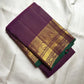 Royal Purple Handwoven Pure Silk Kanchipuram Saree with Zari Kattam and Mayil Butta Rudhraksham Border