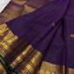 Royal Purple Handwoven Pure Silk Kanchipuram Saree with Zari Kattam and Mayil Butta Rudhraksham Border