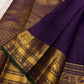 Royal Purple Handwoven Pure Silk Kanchipuram Saree with Zari Kattam and Mayil Butta Rudhraksham Border