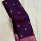 Royal purple and orchid pink Kanjeevaram butta pure silk saree with Rudraksham border