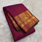 Royal Purple and Antique Gold Handwoven Pure Silk Kanjeevaram Saree with Zari Kattam and Mayil Chakram Border