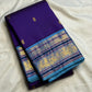 Royal purple pure silk Kancheepuram Korvai saree, front drape view