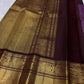 Royal orchid purple pure silk Kanchipuram saree, Yazhi border folded view