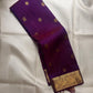 Royal Purple Pure Silk Kanjivaram Butta saree with antique gold zari motifs and Mayil border