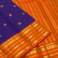 Royal Purple Pure Silk Kanjivaram Korvai saree with radiant orange border