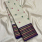 Royal Purple Kanjivaram border with antique gold zari pink and green accents