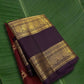 Pure Kanchipuram Rettapet silk saree in royal purple with rust red border and Yaanai zari weaving