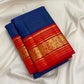 Royal Sapphire Blue Pure Silk Kanjeevaram Vairaoosi Saree - grand pallu detail