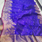 Royal violet-blue Pattu Silk Chanderi saree by Idam Living