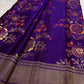 Royal Violet pure silk Kanchipuram Butta saree with intricate multicolour floral zari jaal.