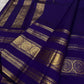 Royal violet handwoven Kanjivaram silk saree, additional drape view.