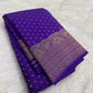 Royal Violet Kanjivaram silk saree — full front view, butta weave — Idam Living