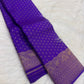 Royal Violet Kanjivaram silk saree, gold zari butta motif close-up — Idam Living