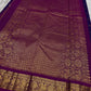 Royal violet handwoven pure silk lightweight Kanchipuram saree with Mayil floral buttas and temple zari border, close-up