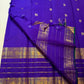 Forest green selvedge and gold zari varisaipet border on royal violet Kanchipuram silk saree — Idam Living
