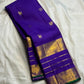 Close-up of yazhi butta in gold zari on royal violet Kanchipuram silk saree — Idam Living