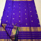 Full view of royal violet Kanchipuram silk saree with yazhi butta and plum varisaipet border — Idam Living