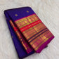 Royal Violet Handwoven Pure Silk Kanjeevaram Saree with Varisaipet Elephant Peacock Border