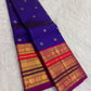 Royal Violet Handwoven Pure Silk Kanjeevaram Saree with Varisaipet Elephant Peacock Border