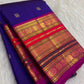 Royal Violet Handwoven Pure Silk Kanjeevaram Saree with Varisaipet Elephant Peacock Border