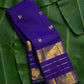 Royal violet handwoven Kanchipuram pure silk saree with yazhi butta in gold zari and varisaipet border — Idam Living