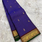 Royal Violet Pure Silk Kanchipuram Zari Kattam saree with Yaanai gold zari border