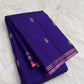 Royal Violet Kanjivaram silk saree with petite gold zari buttas and pink Pettu