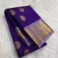 Royal Violet Pure Silk Kancheepuram Saree. Full saree overview, Korvai weave with lavender grey border. Idam Living