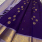 Royal Violet Kancheepuram Saree. Body close up showing gold zari medallions