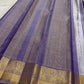 Royal Violet Kancheepuram Saree. Lavender grey Korvai border with gold zari detail