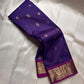 Royal violet pure silk Kanchi Pattu saree with temple zari border, full view