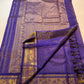 Royal Violet Handwoven Pure Silk Kanchipuram Vairaoosi Saree with Bird Zari Buttas and Antique Gold Border