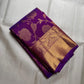 Royal violet pure silk Kanjivaram Zari Kattam saree showing floral jaal detail.
