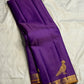 Royal Violet Purple pure silk Kanjivaram Vairaoosi saree with fine antique-gold parallel zari lines.