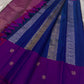 Silver zari striped floral-jaal detail on royal blue body