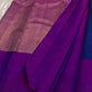 Royal blue handwoven pure silk Kancheepuram saree with vivid magenta border — Idam Living