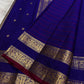 traditional tested zari detail on ink blue Kanchipuram silk saree