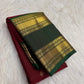 Forest green Rettapet border with mango motifs, Kanjivaram saree