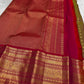 Ruby-pink border showing three stacked gold zari registers separated by fine framing lines.