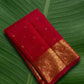 Kanchipuram silk saree in ruby red with antique gold border Varisaipet weave folded view