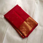 Kanchipattu silk saree in ruby red with antique gold border Varisaipet weave traditional zari detail