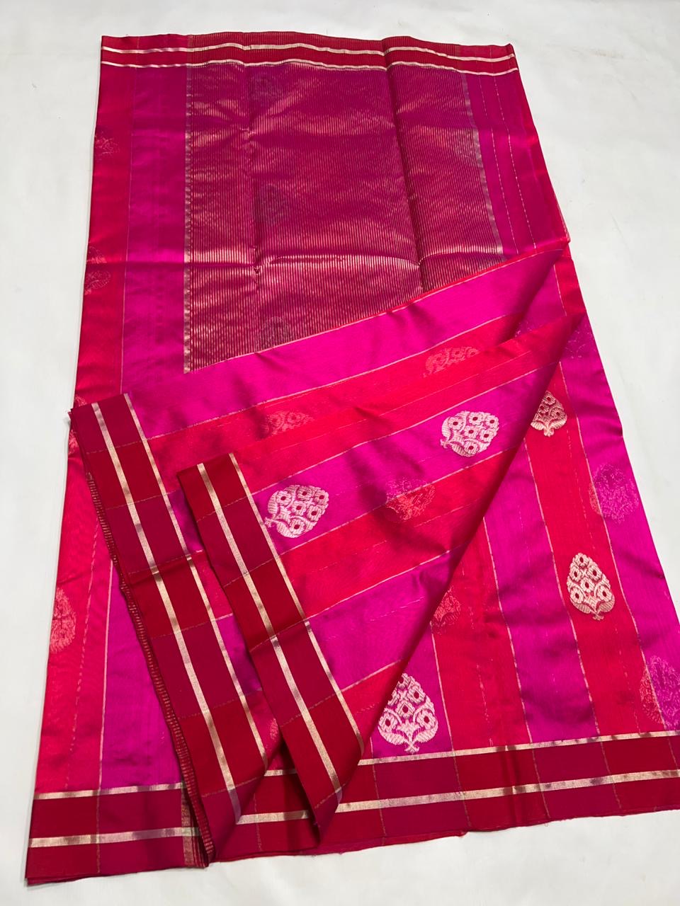 Ruby Silk Pure Silk Chanderi Saree border close-up