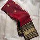 Ruby red handwoven pure silk Kanjeevaram saree overview with deep brown Korvai border