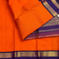Royal purple Rettapet border with gold zari Rudraksham and Diamond Petti on orange Kanjeevaram silk